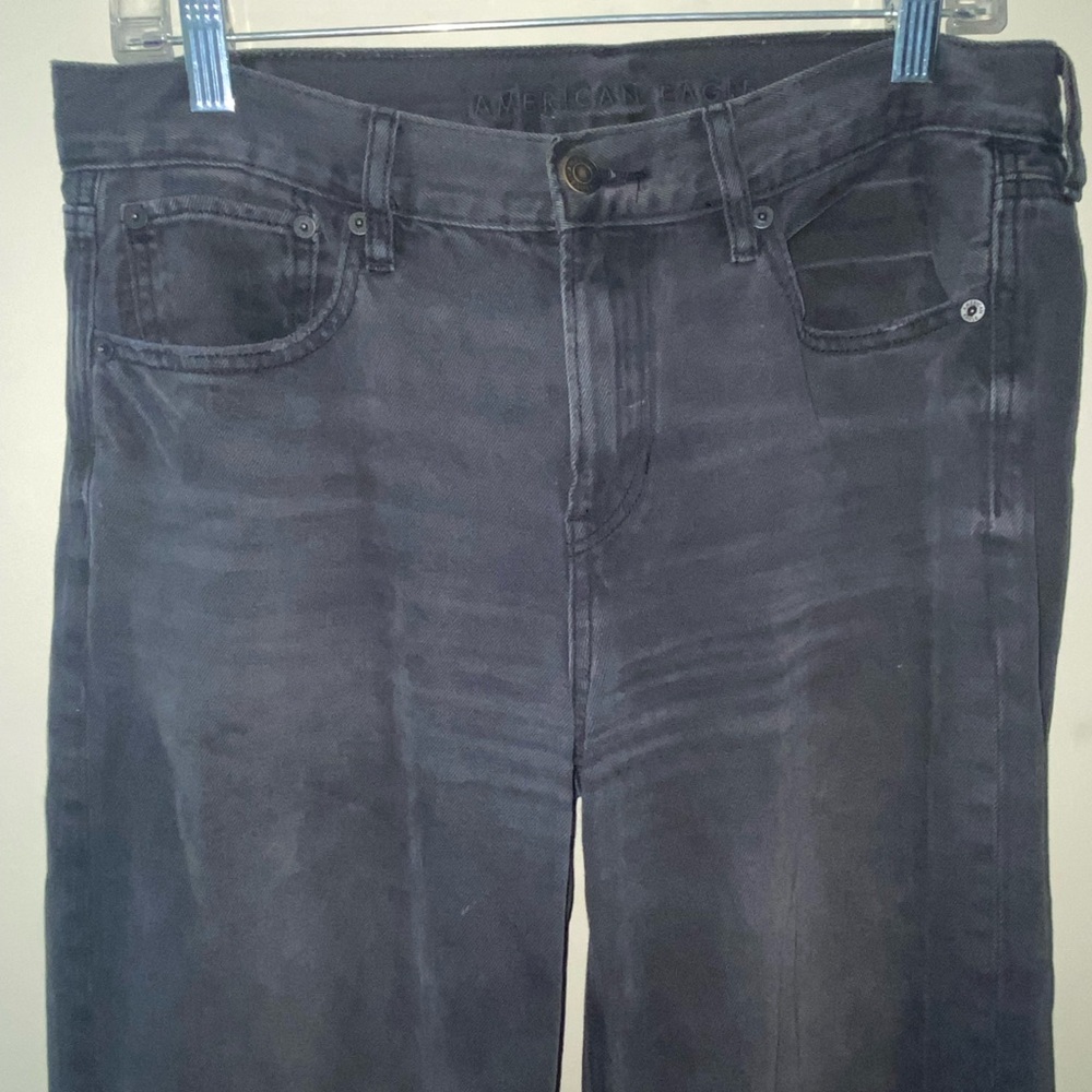 American Eagle Women's Low Rise Straight Leg Black Black Skater Jeans